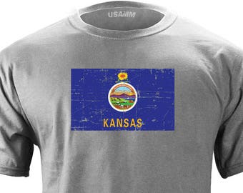 Camiseta desgastada con la bandera del estado de Kansas