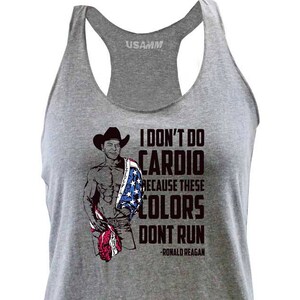 Original Ladies These Colors Don&#39;t Run Ronald Regan Quote Vintage Racerback Tank Top