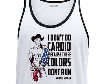 Original Estos colores no se ejecutan Ronald Regan cita Vintage Tank Top