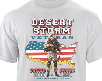 Camiseta vintage estilo concierto de veterano de la Tormenta del Desierto