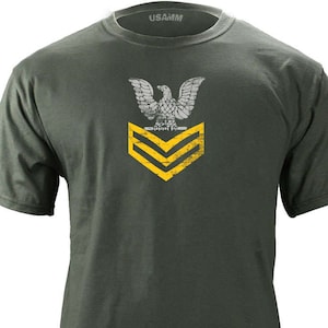 Vintage Navy E6 Petty Officer 1st Class Rank Veteran Gold Full Color T-Shirt