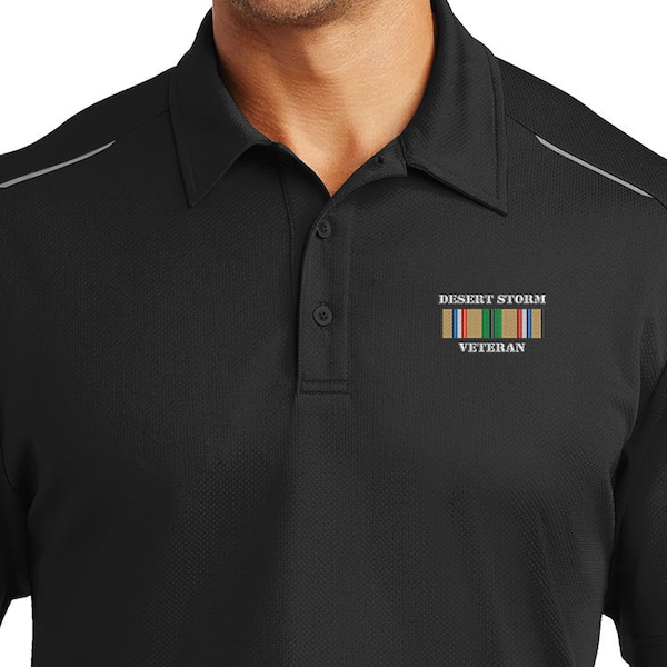 Desert Storm Veteran Embroidered Ribbon Performance Golf Polo