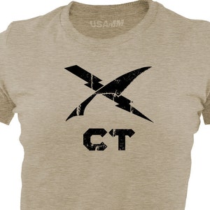 Women&#39;s Officially Licensed Distressed Navy Cryptologic Technician (CT) Rating Badge T-Shirt