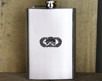 Transportation Branch US Army Veteran Soldier Groomsman Gift Leather Flask