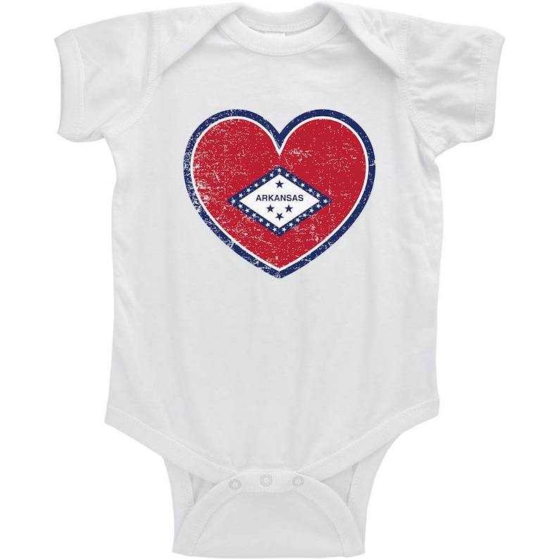 Arkansas State Heart Flag Distressed Infant Bodysuit