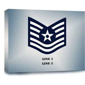 May include: A blue and white military rank insignia with a single star in the center. The text "LINE 1 LINE 2" is below the insignia.