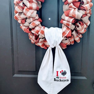 Ohio State Buckeyes Wreath Sash, OSU Wreath Sash, Embroidered Wreath Sash, Customized Sash, Embroidered home decor, Buckeye Football