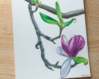 Original Watercolor Series - In My Garden: Magnolia (7x11in)