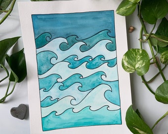 blue dreams (watercolor, 9 x 12 in)