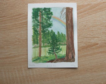 July 21st: Rainbow through the forest (watercolor, 4.5x6in)