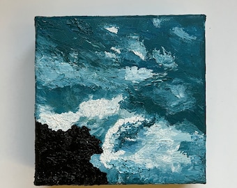 海の一部 - キャンバスに油彩、海の動きを描いた絵画