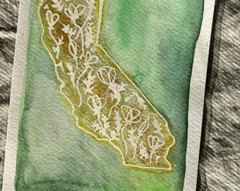 カリフォルニア ゴールデン グロース (水彩画、5 x 7 インチ)