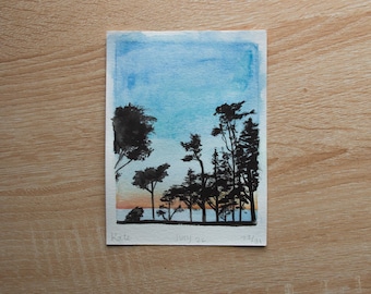July 22nd: Sutro Heights Silhouettes (watercolor, 4.5x6in)