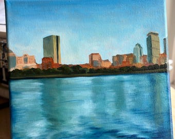 Boston: Along the River (oil on canvas 10x10in)