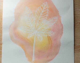 Original Watercolor Series - In My Garden: Cannabis (12x9in)