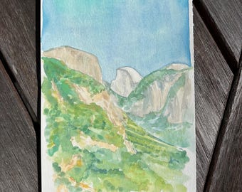 Yosemite Half Dome (watercolor on paper, 5.5 x 8.5 in)