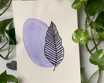 Palm in Purple (watercolor, 9 x 12 in)