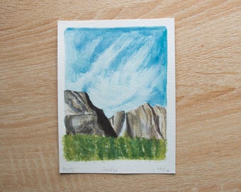 July 16th: Yosemite Waterfall (watercolor, 4.5x6in)