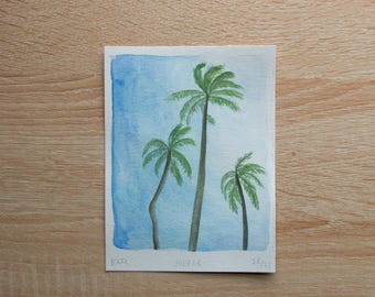 July 28th: Three Palm Trees (watercolor, 4.5x6in)
