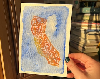 California Super Bloom (watercolor and colored pencil, 5 x 7 in)