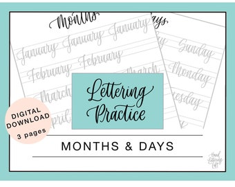 Months & Days Calligraphy Practice Sheets (Digital Download)