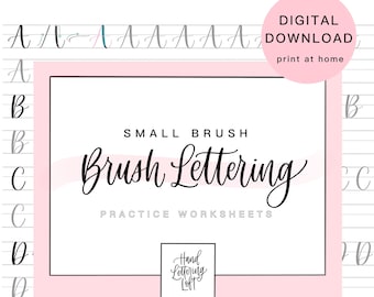 Brush Lettering Practice for Beginners, Small Brush Pen, Intro Practice Sheets, Digital Download Worksheets, Procreate or Printable