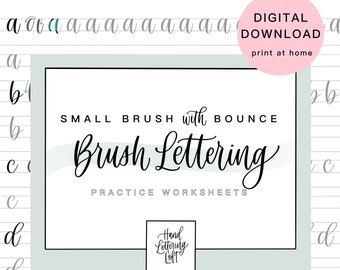 Small Brush Bouncy Lettering,  Intro to Lettering Practice Sheets, Digital Download Worksheets