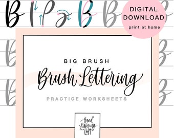 Big Brush Lettering for Beginners | Intro to Lettering Practice Sheets | Digital Download Worksheets