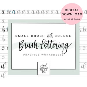 Small Brush Bouncy Lettering,  Intro to Lettering Practice Sheets, Digital Download Worksheets