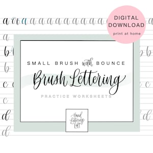 Small Brush Bouncy Lettering,  Intro to Lettering Practice Sheets, Digital Download Worksheets