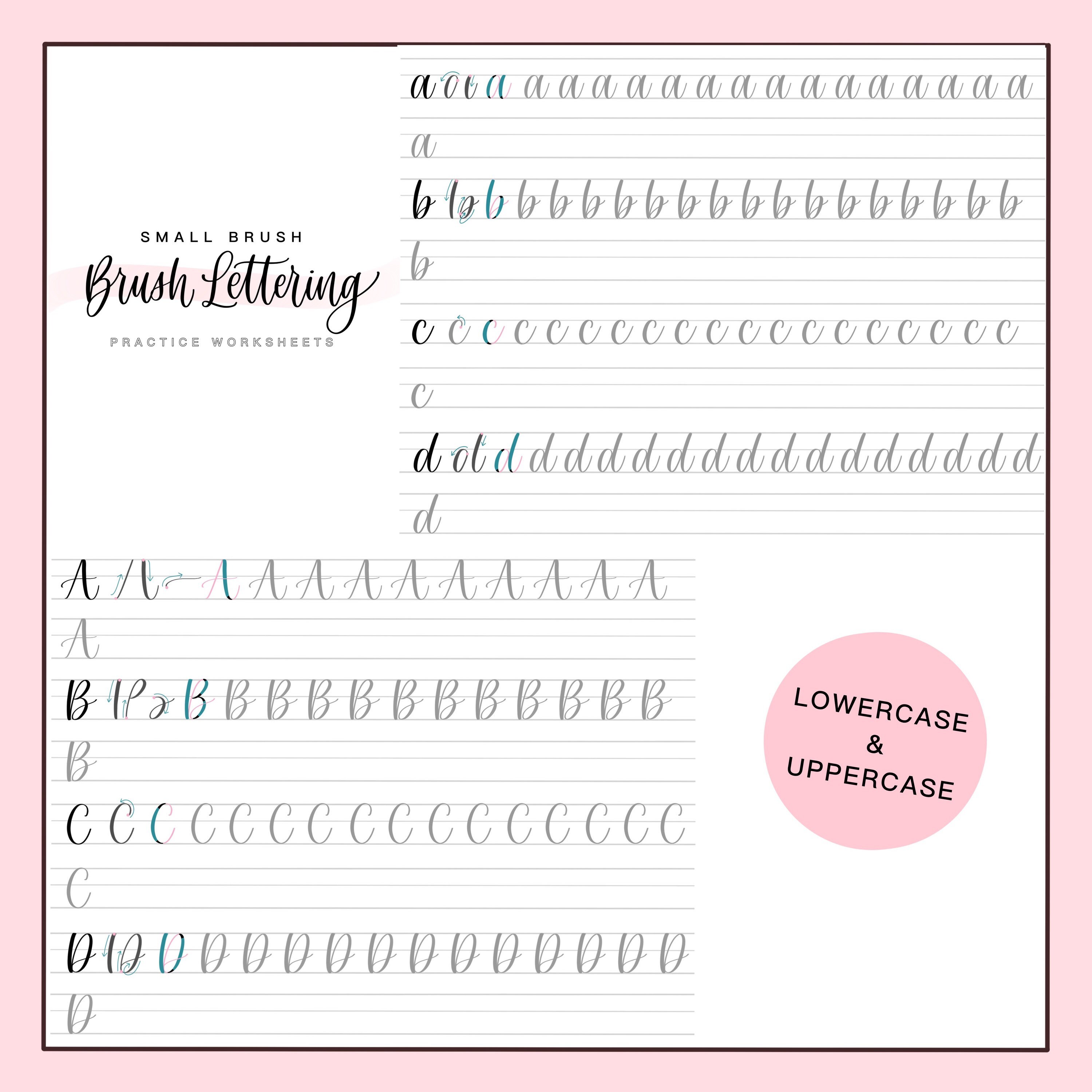 Brush Lettering Practice for Beginners Small Brush Pen Intro | Etsy