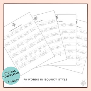 Bounce Lettering Practice Sheets, Common Words (digital Download) - Etsy