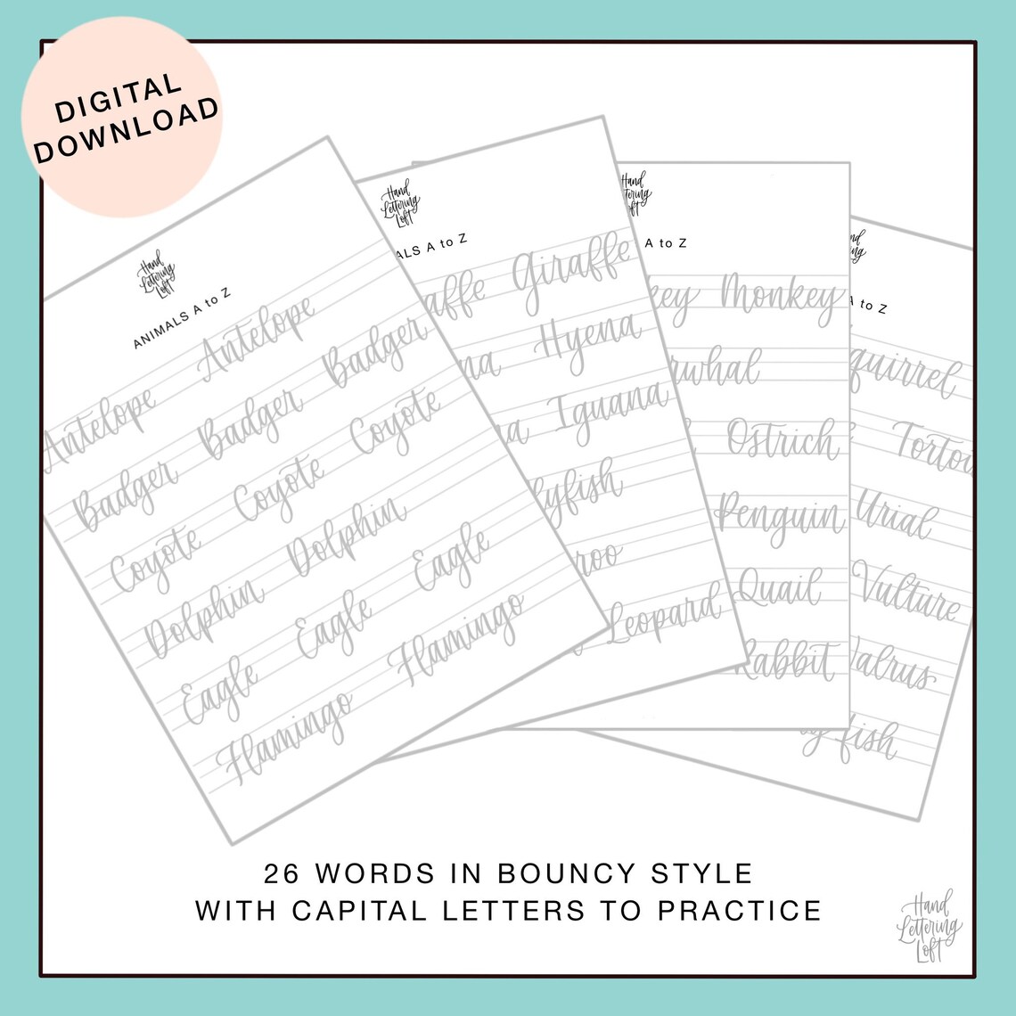 Bounce Lettering Practice Sheets Digital Download Learn - Etsy Australia