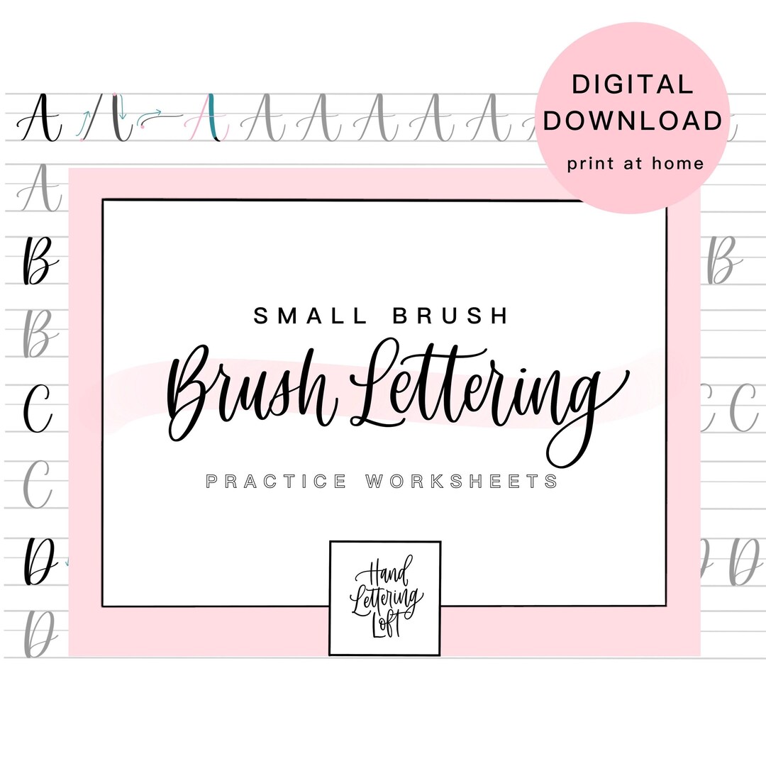 Small Brush Pen Lettering Worksheets | Beginner Calligraphy Printable ...