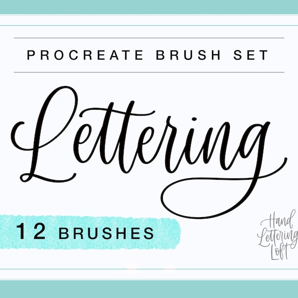 12 Procreate Lettering Brushes, Brush Set for Hand Lettering and Modern Calligraphy Style, iPad Procreate app, Writing Brush Set of 12