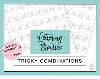 Tricky Bounce Lettering Connections Practice Sheets | Digital Download (45 Combinations)