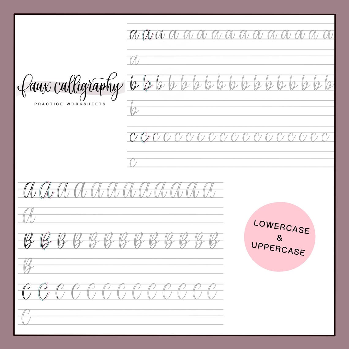 Faux Calligraphy Worksheets for Beginners | Printable Hand Lettering ...