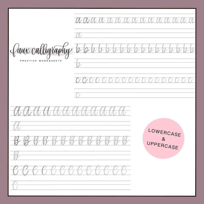 Faux Calligraphy Worksheets for Beginners | Printable Hand Lettering ...