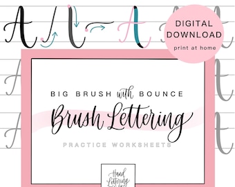 Bouncy Brush Lettering Practice Sheets | Big Brush Pen Worksheets (Digital Download)