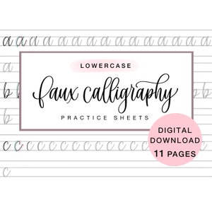 Lowercase Faux Calligraphy for Beginners, Intro to Lettering Practice Sheets, Digital Download Worksheets, Procreate App or Printable