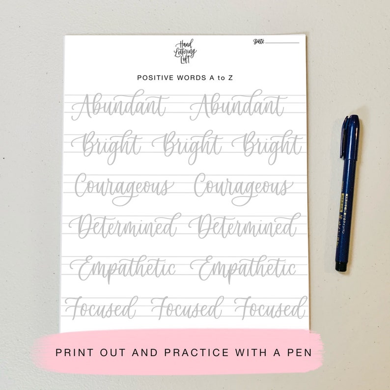 Playful Bounce Lettering Practice Sheets Digital Download, Modern ...