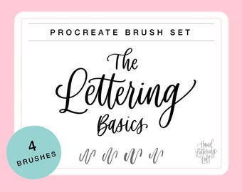 4 Procreate Basic Lettering Brushes | Calligraphy Brush Set Digital Download