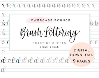 Lowercase Bounce Brush Lettering Practice Sheets (Digital Download)
