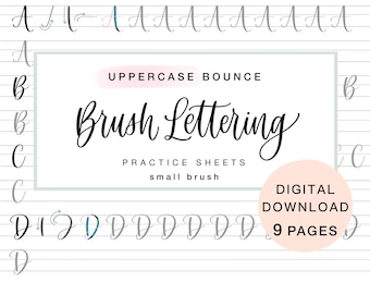Uppercase Bounce Brush Lettering Practice Sheets (Digital Download)