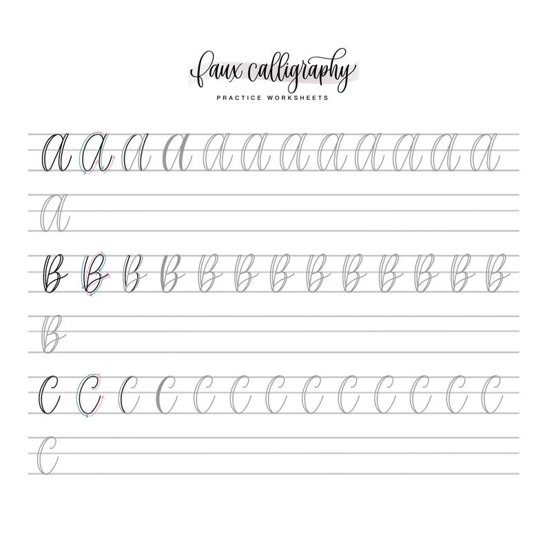 Faux Calligraphy Worksheets for Beginners | Printable Hand Lettering ...