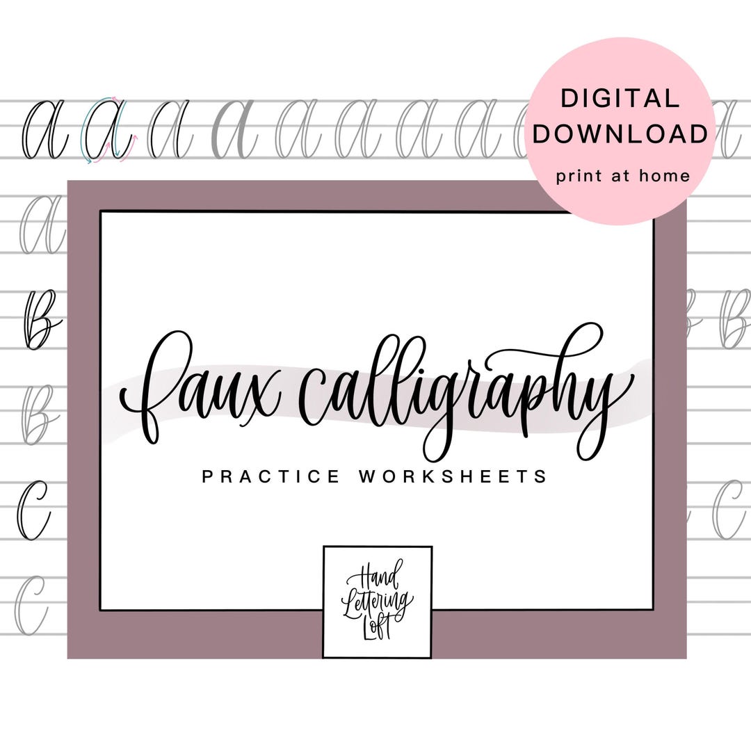 Faux Calligraphy Worksheets for Beginners | Printable Hand Lettering ...