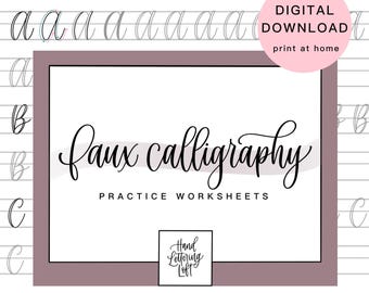 Faux Calligraphy Worksheets for Beginners | Printable Hand Lettering Practice | Learn Calligraphy