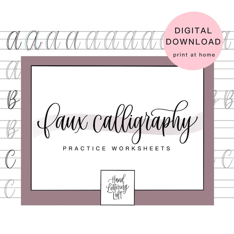 Faux Calligraphy Worksheets for Beginners | Printable Hand Lettering ...