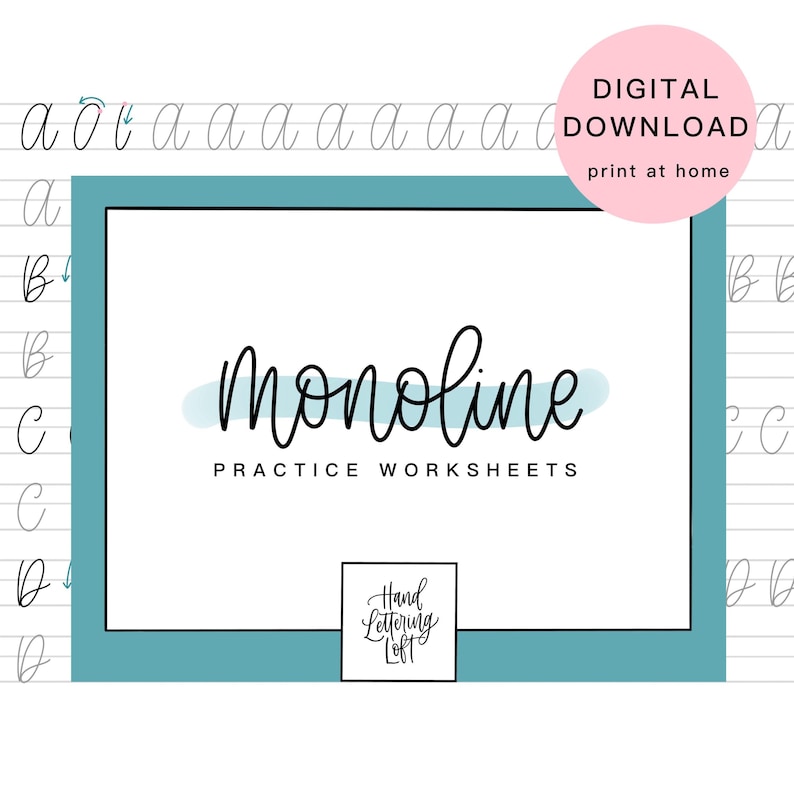 Monoline Lettering Practice Sheets for Beginners | Hand Lettering ...