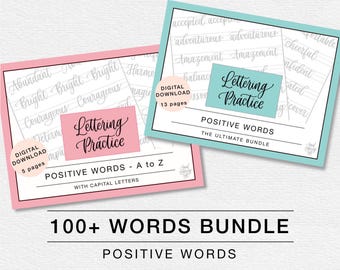 Calligraphy Positive Words Practice Bundle (100+ Words) | Digital Download